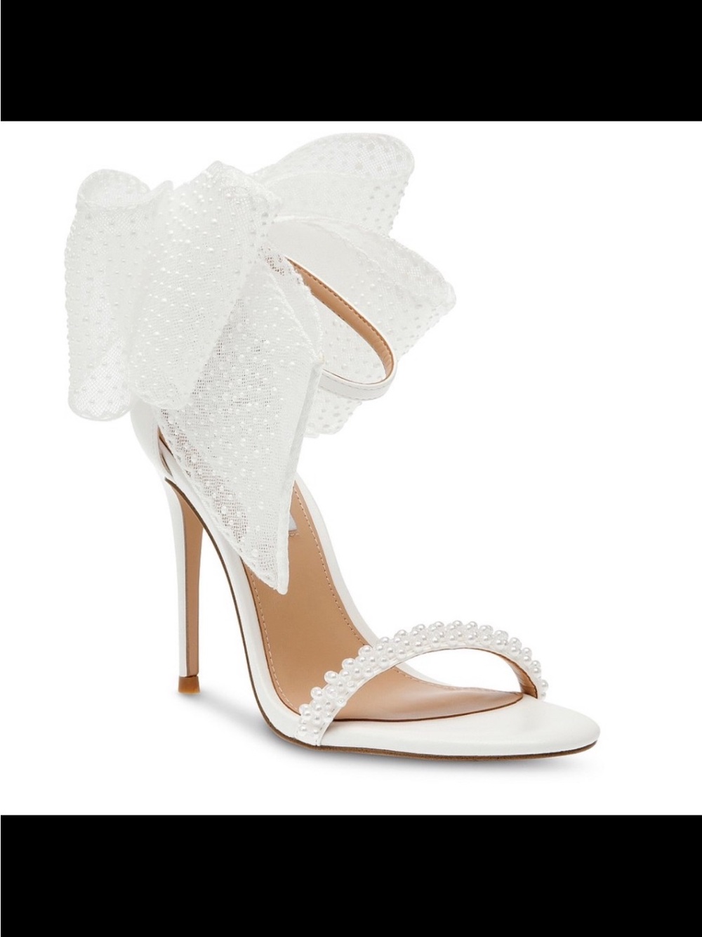 Steve Madden Benni White Pearl and Bow-Embellished High Heels Size 7.5